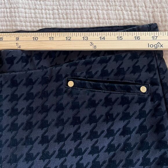Anne Klein Pant Black Women Large Velvet Houndstooth Stretch Pull On Trousers - Picture 8 of 15